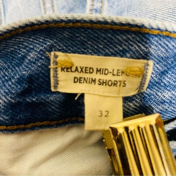 Madewell Women's Relaxed Mid-Length Denim Shorts Blue Size 32 Distressed - Picture 5 of 9